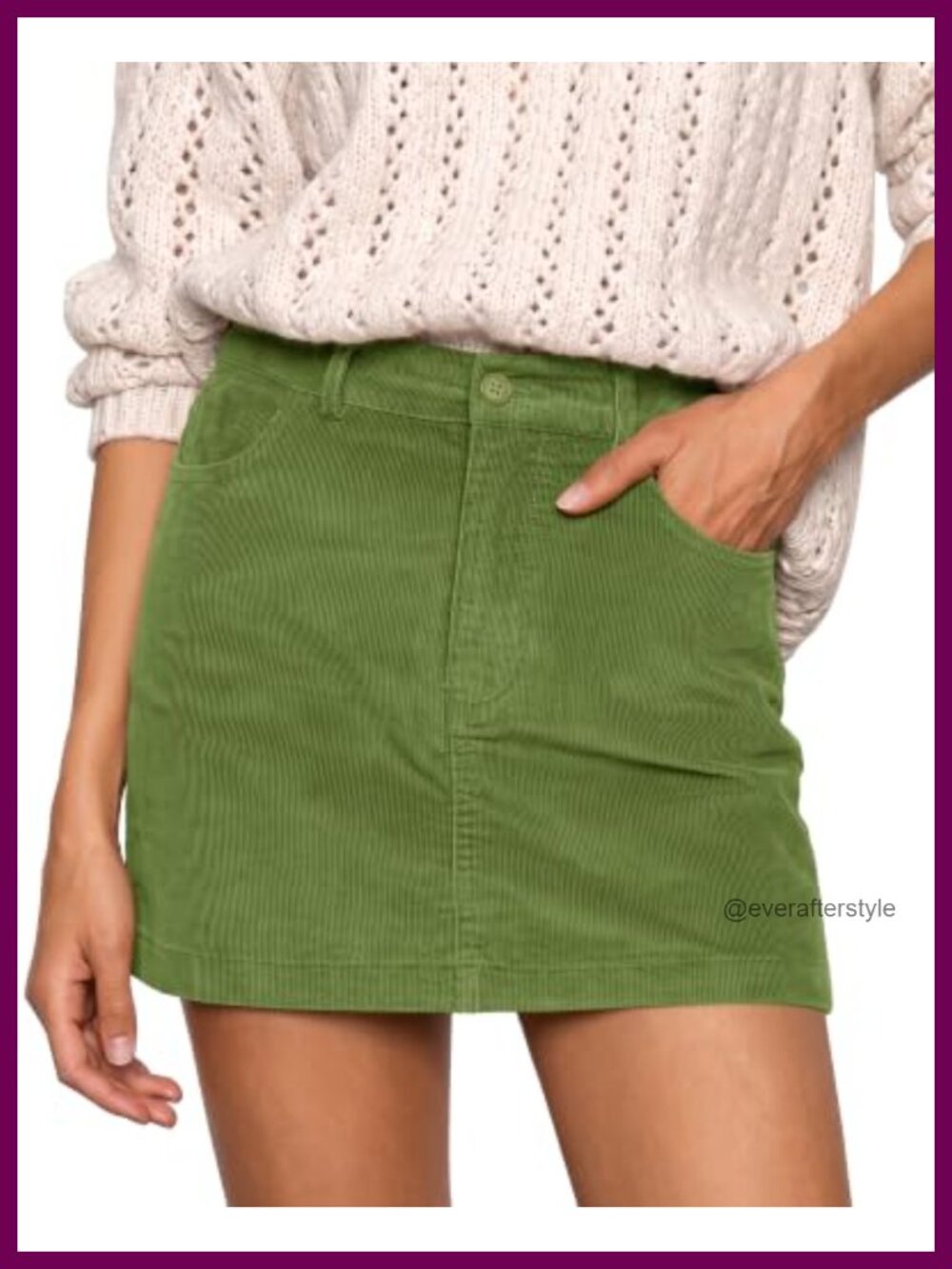 Corduroy Mini Skirt High Waisted Pencil Skirt with Pockets